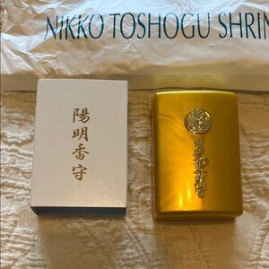 *New* Japanese Nikko Toshogu Shrine Incensed Gold Omamori Amulet Charm- Import